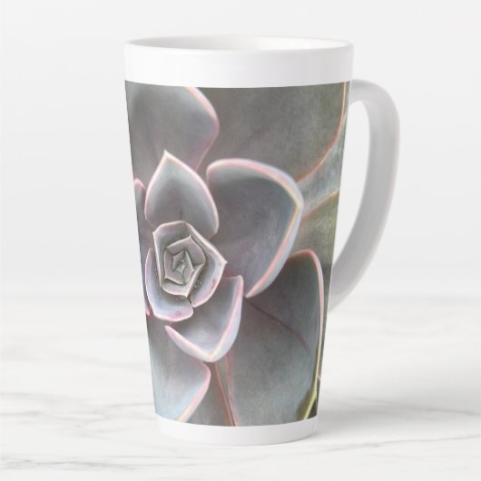 Groene Echeveria Close-up Latte Mok (Rechterhoek)