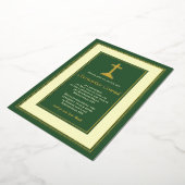 Groene echte goudolie-katholieke bevestiging folie uitnodiging (Gedraaid)