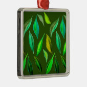 Groene eco-bladeren eco-kerstmis metalen ornament (Rechts)