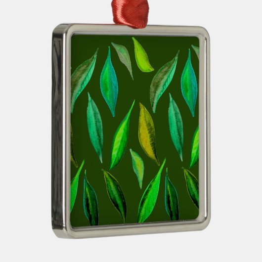 Groene eco-bladeren eco-kerstmis metalen ornament (Rechts)