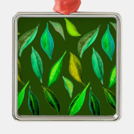 Groene eco-bladeren eco-kerstmis metalen ornament