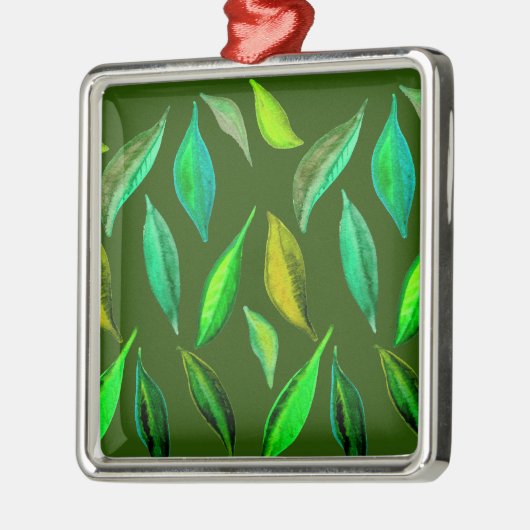 Groene eco-bladeren eco-kerstmis metalen ornament (Links)