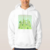 Groene Eco City Skyline met Zwevende Bladeren Hoodie (Voorkant)