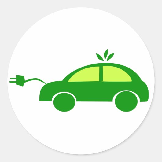 Groene eco-elektrische auto - Ecologie, milieu Ronde Sticker (Voorkant)