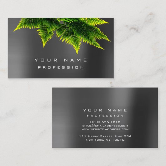 Groene economie Fern Eco Organic Grau Silver Minim Visitekaartje (Voorkant / Achterkant)