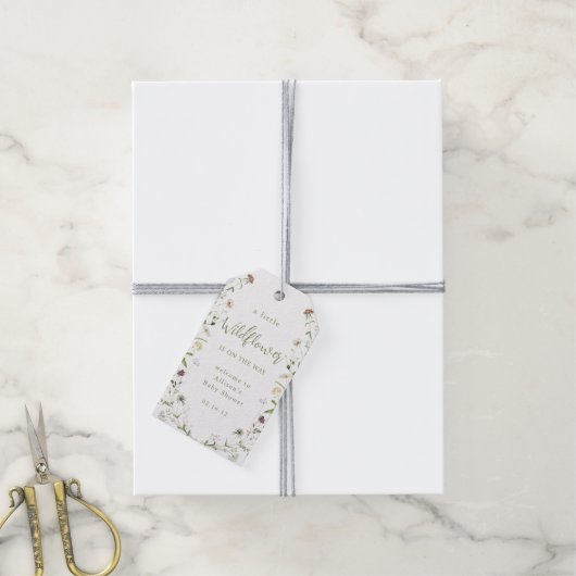 Groene Een beetje wilde bloem Rustieke Boho Baby S Cadeaulabel (Met Touw)