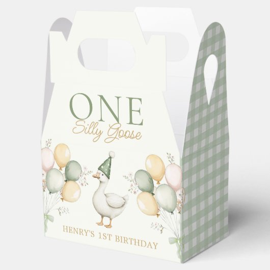 Groene Een Gekke Gans 1e Verjaardag Favoriet Box Bedankdoosjes (Geopend)