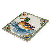 Groene Eend Europese Folk Animal Art Tegeltje (Zijkant)