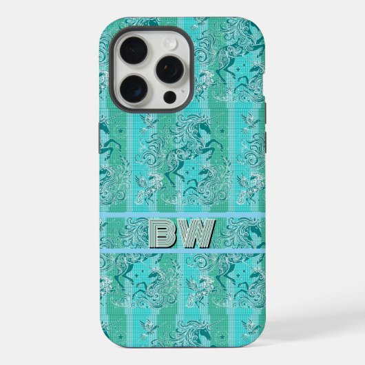 Groene Eenhoorn Geplaatst Patroon Gepersonaliseerd iPhone Hoesje (Achterkant)