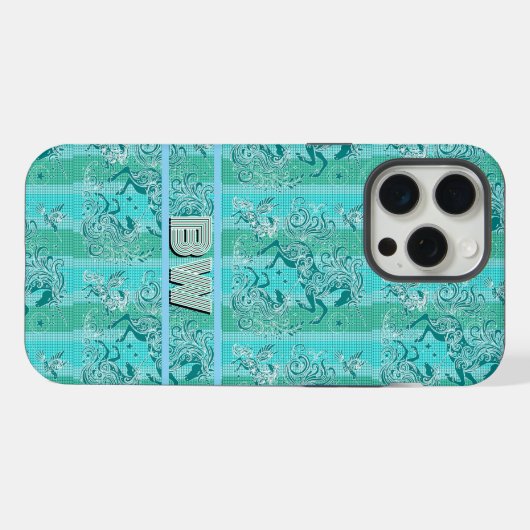 Groene Eenhoorn Geplaatst Patroon Gepersonaliseerd iPhone Hoesje (Achterkant horizontaal)