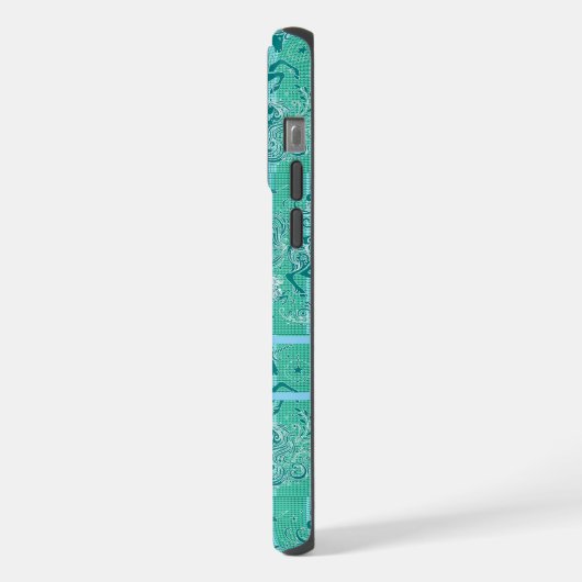 Groene Eenhoorn Geplaatst Patroon Gepersonaliseerd iPhone Hoesje (Linkerkant)