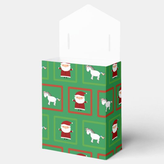 Groene eenhoorns santa claus patroon bedankdoosjes (Geopend)