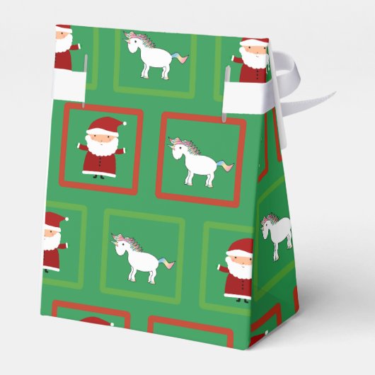 Groene eenhoorns santa claus patroon bedankdoosjes (Achterkant)
