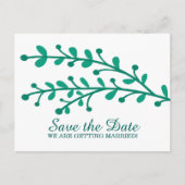 Groene Eenvoudige afdruk bespaart de datum Aankondigingskaart (Voorkant)