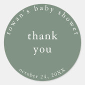 Groene Eenvoudige Baby Shower Bedankt Sticker (Voorkant)