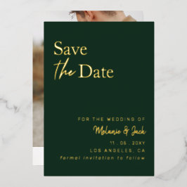 Groene Eenvoudige Calligrafie Foto Save The Date  Folie Uitnodiging