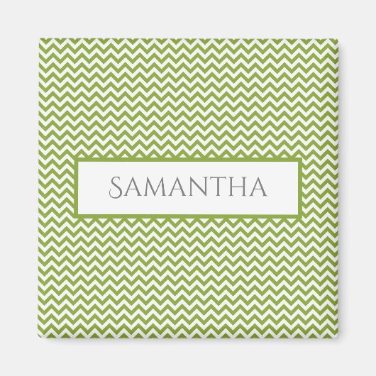 Groene Eenvoudige Chevron Personalized Magnet (Voorkant)