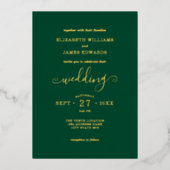 Groene Eenvoudige Elegant Weddenschap Gold Foil ui Folie Uitnodiging (Voorkant)