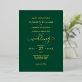 Groene Eenvoudige Elegant Weddenschap Gold Foil ui Folie Uitnodiging (Staand Voorkant)