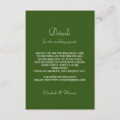 Groene eenvoudige elegante lettertype bruiloft beh informatiekaartje (Voorkant)
