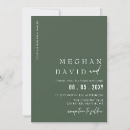 Groene eenvoudige elegante moderne bruiloft kaart