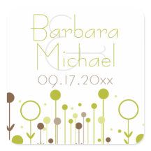 Groene eenvoudige Floral Dot Modern Square sticker