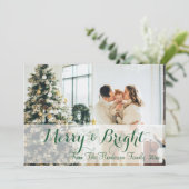 Groene Eenvoudige Foto Feestdagenkaart (Staand voorkant)