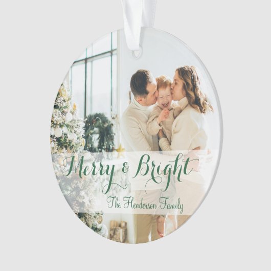 Groene Eenvoudige Foto Ornament (voorkant)