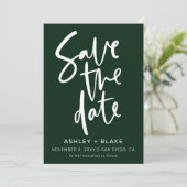 Groene Eenvoudige handgeschreven kalligrafie spare Save The Date (Staand voorkant)