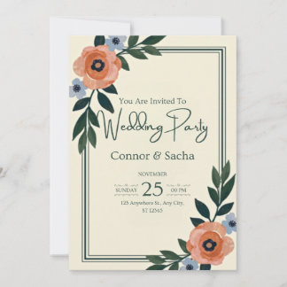 Groene eenvoudige huwelijksfeestposter kaart