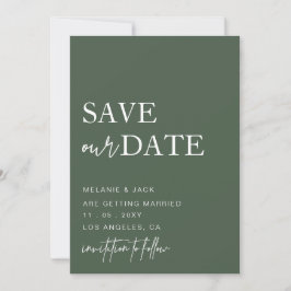 Groene eenvoudige kalligrafie bespaart de datum save the date