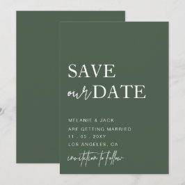 Groene eenvoudige kalligrafie bespaart de datum save the date