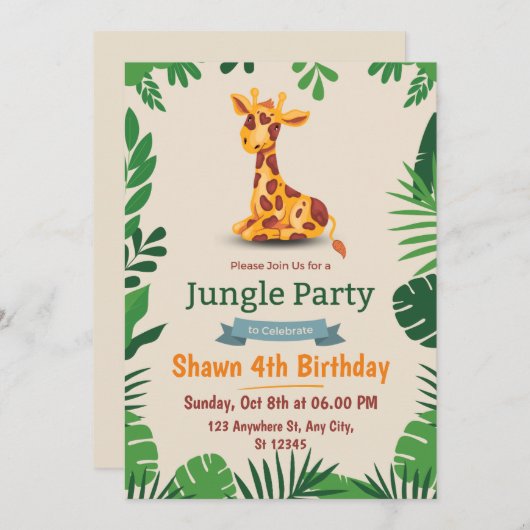 Groene Eenvoudige Leuke Verjaardagsuitnodiging Kaa Bedankkaart (Voorkant / Achterkant)