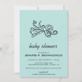 Groene Eenvoudige Lijn Dierlijke Octopus Kaart (Voorkant)