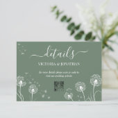 Groene Eenvoudige Meadow Bloem Trouwdetails Informatiekaartje (Staand voorkant)
