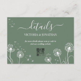 Groene Eenvoudige Meadow Bloem Trouwdetails Informatiekaartje
