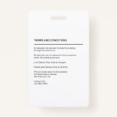 Groene eenvoudige minimalistische identiteitskaart badge (Achterkant)