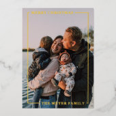 Groene Eenvoudige Moderne Gouden Folie Rand Kerstk Folie Feestdagenkaart (Voorkant)