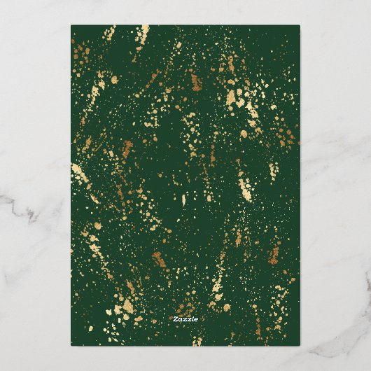 Groene Eenvoudige Moderne Gouden Folie Rand Kerstk Folie Feestdagenkaart (Achterkant)