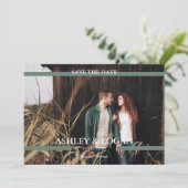 Groene Eenvoudige Moderne Trouwkaart 'Save the Dat Save The Date (Staand voorkant)