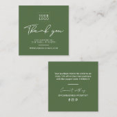 Groene Eenvoudige Moderne Zaken Dank u Kaart opnem Vierkante Visitekaartje (Voorkant / Achterkant)