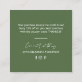 Groene Eenvoudige Moderne Zaken Dank u Kaart opnem Vierkante Visitekaartje (Achterkant)