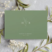 Groene Eenvoudige Monogram Botanische Huwelijk Gastenboek