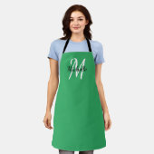 Groene Eenvoudige monogram Klassic Trendy Apron Schort (Gedragen)