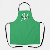Groene Eenvoudige monogram Klassic Trendy Apron Schort (Voorkant)