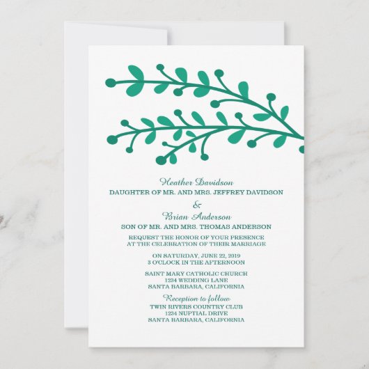 Groene Eenvoudige olievleding-uitnodiging Kaart (Voorkant)