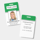Groene Eenvoudige Professionele Medewerker Aangepa Badge (Voor- en achterkant)