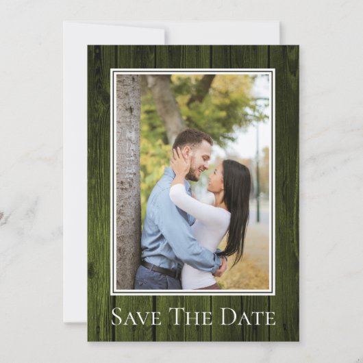 Groene Eenvoudige Rustige Foto slaat de datum op Save The Date (Voorkant)