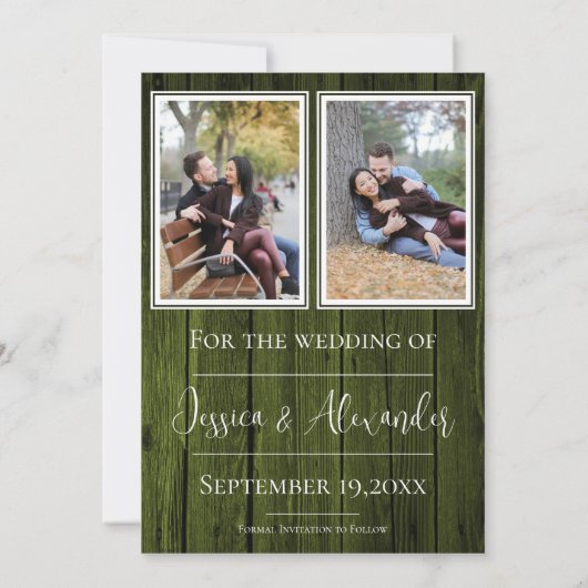 Groene Eenvoudige Rustige Foto slaat de datum op Save The Date (Achterkant)