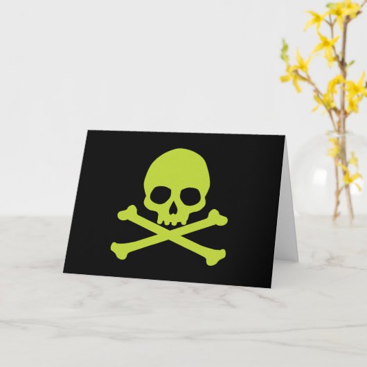 Groene eenvoudige schedel en kruisbeenderen kaart (Gele Bloem)